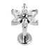 Titanium Internally Threaded Labrets 1.2mm - Titanium Claw Set Jewelled Lily Flower