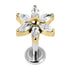 Titanium Internally Threaded Labrets 1.2mm - Titanium Claw Set Jewelled Lily Flower