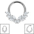 Titanium Claw Set Marquise Jewelled Laurel Wreath Hinged Clicker Ring