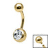 Gold Titanium Internal Thread Bezel Set Single Jewelled Belly Bar