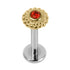 Titanium Internally Threaded Labrets 1.2mm - Gold Steel Bezel Set Jewelled Asia Sunshine
