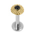 Titanium Internally Threaded Labrets 1.2mm - Gold Steel Bezel Set Jewelled Asia Sunshine