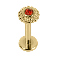 Titanium Internally Threaded Labrets 1.2mm - Gold Steel Bezel Set Jewelled Asia Sunshine