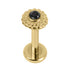 Titanium Internally Threaded Labrets 1.2mm - Gold Steel Bezel Set Jewelled Asia Sunshine