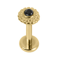 Titanium Internally Threaded Labrets 1.2mm - Gold Steel Bezel Set Jewelled Asia Sunshine