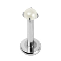 Titanium Internally Threaded Labrets 1.2mm - Titanium Claw Set Round Pearl