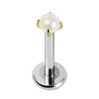 Titanium Internally Threaded Labrets 1.2mm - Titanium Claw Set Round Pearl