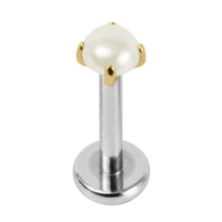 Titanium Internally Threaded Labrets 1.2mm - Titanium Claw Set Round Pearl