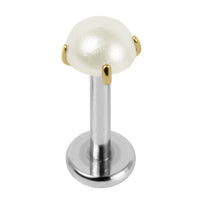 Titanium Internally Threaded Labrets 1.2mm - Titanium Claw Set Round Pearl