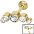 Titanium Internally Threaded Labrets 1.2mm - Infinity Titanium 5 Bezel Set Jewelled Crescent
