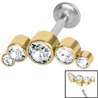 Titanium Internally Threaded Labrets 1.2mm - Infinity Titanium 5 Bezel Set Jewelled Crescent