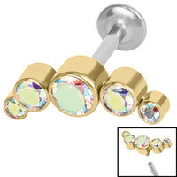 Titanium Internally Threaded Labrets 1.2mm - Infinity Titanium 5 Bezel Set Jewelled Crescent
