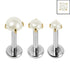 Titanium Triple Piercing with Titanium Tops - Internally Threaded Claw Set Round Pearl 1.2mm