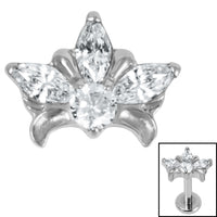 Titanium Claw Set Jewelled Water Lily for Internal Thread shafts in 1.2mm