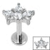 Titanium Internally Threaded Labrets 1.2mm - Titanium Claw Set Jewelled Water Lily