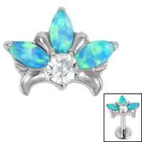 Titanium Claw Set Opal and Jewel Water Lily for Internal Thread shafts in 1.2mm