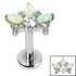 Titanium Internally Threaded Labrets 1.2mm - Titanium Claw Set Opal and Jewel Water Lily