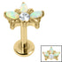 Titanium Internally Threaded Labrets 1.2mm - Titanium Claw Set Opal and Jewel Water Lily