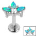 Titanium Internally Threaded Labrets 1.2mm - Titanium Claw Set Opal and Jewel Water Lily