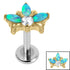 Titanium Internally Threaded Labrets 1.2mm - Titanium Claw Set Opal and Jewel Water Lily