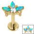Titanium Internally Threaded Labrets 1.2mm - Titanium Claw Set Opal and Jewel Water Lily