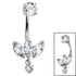 Belly Bar - Steel Internal Thread Claw Set Solitaire and Marquise Fan