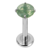 Titanium Internally Threaded Labrets 1.2mm - Titanium Claw Set Jewelled Round Natural Gemstone Tops