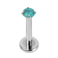 Titanium Internally Threaded Labrets 1.2mm - Titanium Claw Set Jewelled Round Natural Gemstone Tops