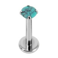 Titanium Internally Threaded Labrets 1.2mm - Titanium Claw Set Jewelled Round Natural Gemstone Tops