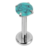 Titanium Internally Threaded Labrets 1.2mm - Titanium Claw Set Jewelled Round Natural Gemstone Tops