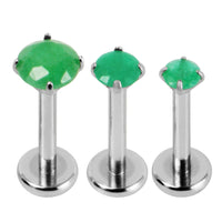 Titanium Triple Piercing with Titanium Tops - Internally Threaded Claw Set Natural Gemstone Tops 1.2mm