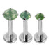 Titanium Triple Piercing with Titanium Tops - Internally Threaded Claw Set Natural Gemstone Tops 1.2mm