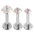 Titanium Triple Piercing with Titanium Tops - Internally Threaded Claw Set Natural Gemstone Tops 1.2mm