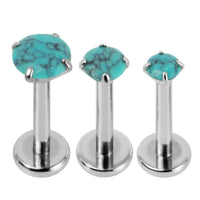 Titanium Triple Piercing with Titanium Tops - Internally Threaded Claw Set Natural Gemstone Tops 1.2mm