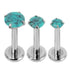 Titanium Triple Piercing with Titanium Tops - Internally Threaded Claw Set Natural Gemstone Tops 1.2mm