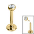 Titanium Threadless Labrets - Gold Titanium (Bend-fit) Bezel Set Jewelled Balls