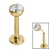 Titanium Threadless Labrets - Gold Titanium (Bend-fit) Bezel Set Jewelled Balls