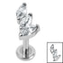 Titanium Internally Threaded Labrets 1.2mm - Titanium Claw Set 3 Jewel Climbing Marquise Fan