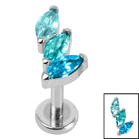 Titanium Internally Threaded Labrets 1.2mm - Titanium Claw Set 3 Jewel Climbing Marquise Fan