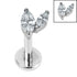 Titanium Internally Threaded Labrets 1.2mm - Titanium Claw Set Marquise Duo Top