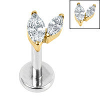 Titanium Internally Threaded Labrets 1.2mm - Titanium Claw Set Marquise Duo Top