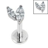 Titanium Internally Threaded Labrets 1.2mm - Titanium Claw Set Marquise Duo Top