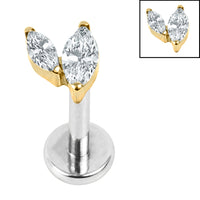 Titanium Internally Threaded Labrets 1.2mm - Titanium Claw Set Marquise Duo Top