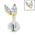 Titanium Internally Threaded Labrets 1.2mm - Titanium Claw Set Marquise Duo Top