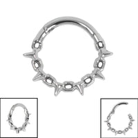 Titanium Spiked Chain Hinged Clicker Ring