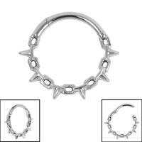 Titanium Spiked Chain Hinged Clicker Ring