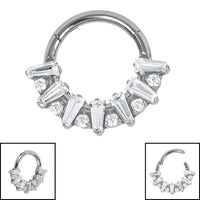 Titanium Claw Set Moonlight Jewelled Hinged Clicker Ring