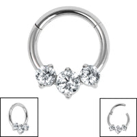 Titanium Claw Set 3 Jewel Hinged Clicker Ring