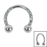 Titanium Claw Set Jewelled Lucky Horseshoe Circular Barbells (CBB) 1.2mm