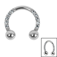 Titanium Claw Set Jewelled Lucky Horseshoe Circular Barbells (CBB) 1.2mm
